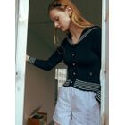 Rolarola Sailor Collar Stripe Cardigan Ivory Yesstyle