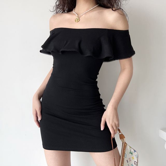 Sinora Off Shoulder Ruffled Mini Dress YesStyle