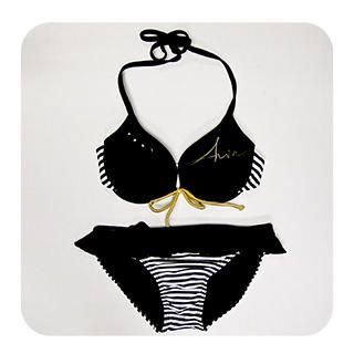 Nami Striped Ruffle Bikini Set Yesstyle