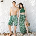 Komorkowe Couple Matching Leaf Print Swim Shorts Leaf Print Bikini