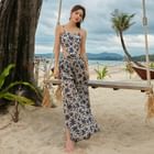 Sanqi Set Floral Print Bikini Cover Up Skirt Yesstyle