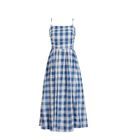 Raifaller Spaghetti Strap Plaid Midi A Line Dress Plain Crop