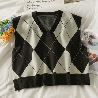 Lemongrass Argyle Knit Vest Yesstyle