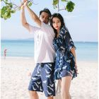 Higun Couple Matching Pattern Bikini Cover Up Dress Beach Shorts