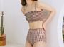 Cucurbit Set Plaid Frill Trim Bikini Top High Waist Bottoms Yesstyle