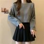 Mikiko Long Sleeve Crew Neck Plain Sweater Yesstyle