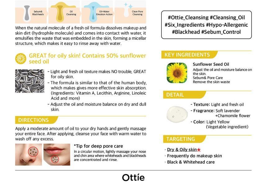 Buy Ottie Sunflower Minimal Cleansing Oil In Bulk