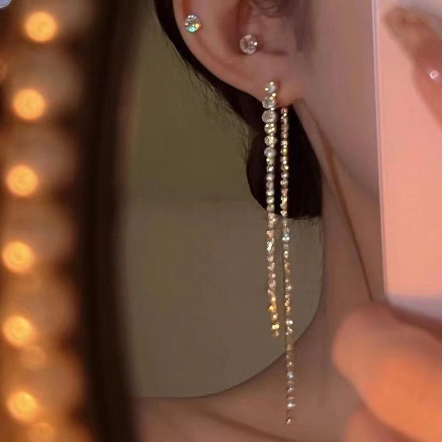 Poppin-Rhinestone Alloy Dangle Earring