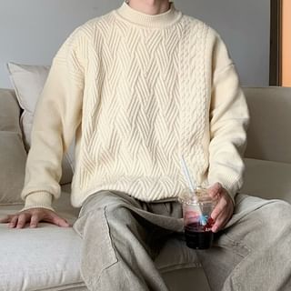 Zentrus-Mock Neck Plain Sweater