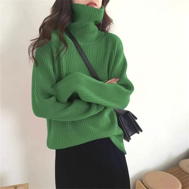 Faiar-Turtleneck Plain Sweater