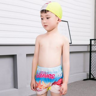 Aqua Wave - Kids Set: Printed Swim Shorts + Swim Cap + Goggles | YesStyle