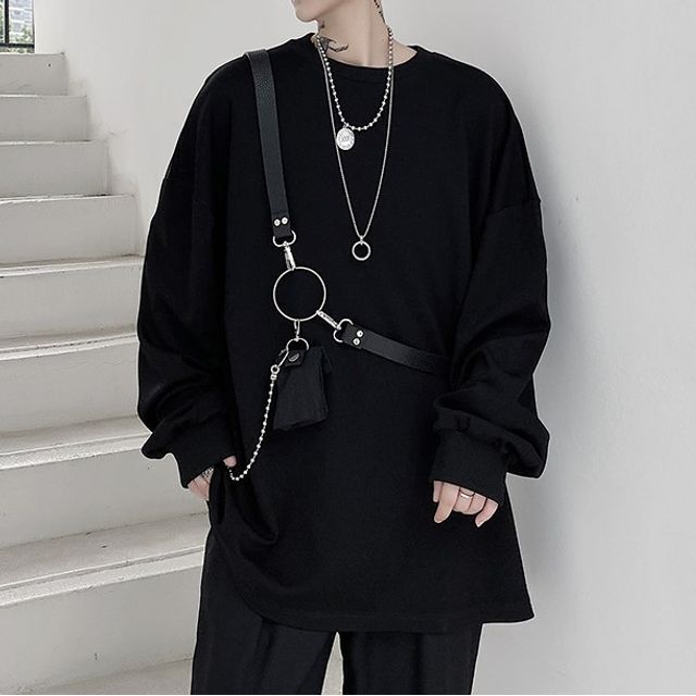 ravewider-Set Plain Sweatshirt O-Ring Harness Belt