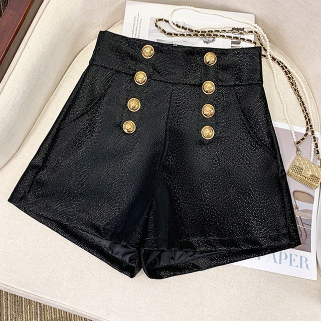 Everose-High Waist Plain Wide Leg Shorts
