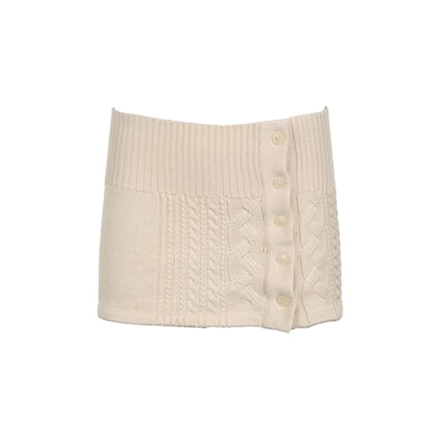 SPUCIKLEI-Low Rise Knit Mini Skirt