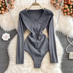 Yearnin - Long Sleeve Zip Front Playsuit