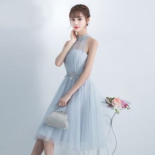 Destine - Embellished Halter Cocktail Dress | YesStyle