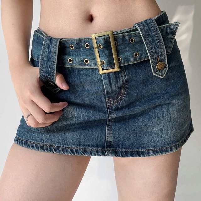 Denim Mini Skirt W/belt