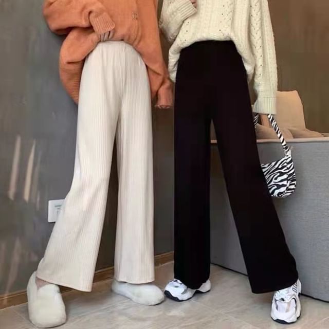 Sisyphi-High Rise Plain Cropped Wide Leg Pants