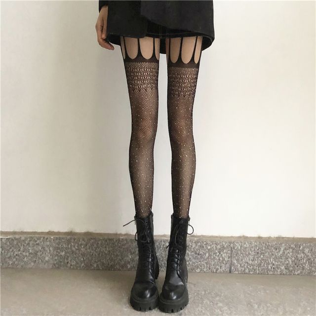 Gentiana-Glitter Cut-Out Tights