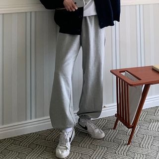Okwano-Elastic Waist Plain Sweatpants