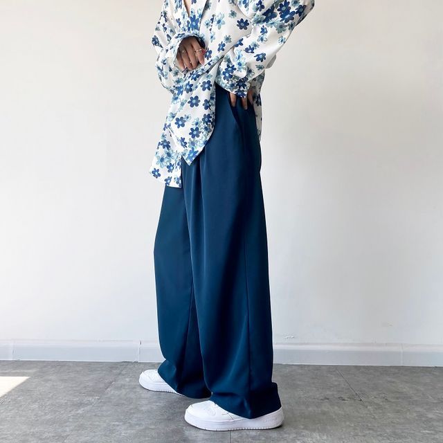 VEAZ-Plain Wide-Leg Pants