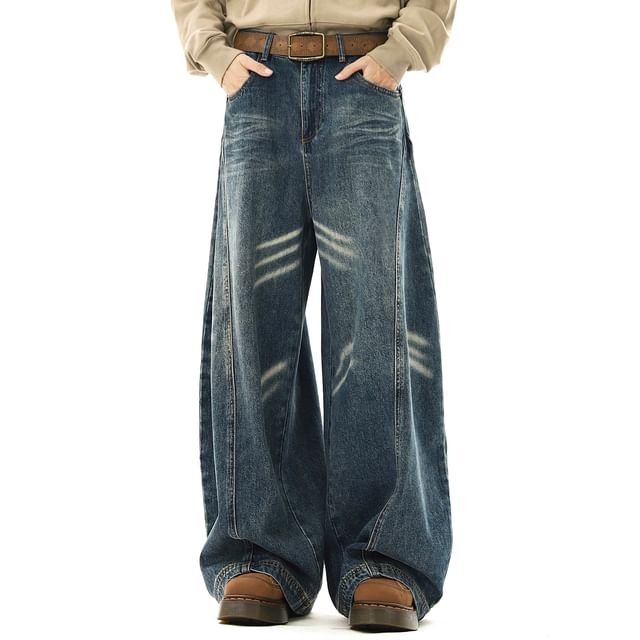 GRAYCIOUS-Mid Rise Washed Wide Leg Jeans