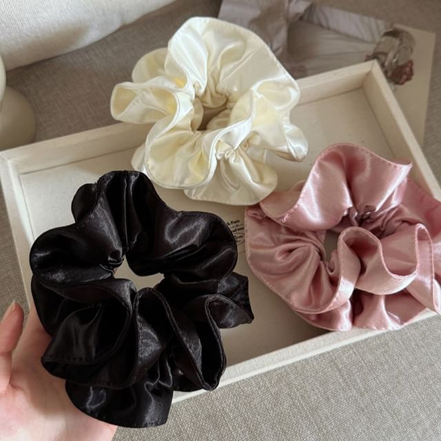 Rodiv-Plain Ruffle Scrunchie