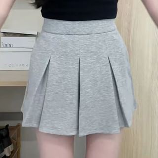 Everose-High Waist Melange Pleated Skort