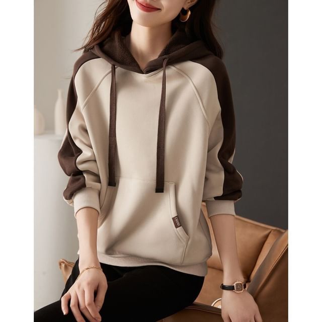 INEN-Two Tone Panel Fleece-Lined Hoodie