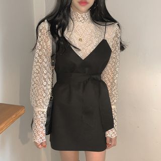 Lace pinafore outlet dress