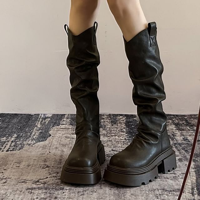 Vindler-Platform Plain Tall Boots