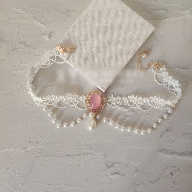 Elfis-Faux Pearl Lace Choker