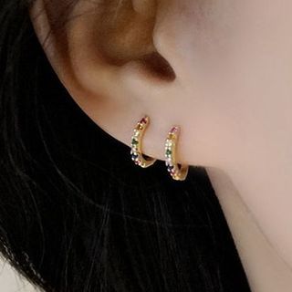 Hansha-Rhinestone Hoop Earring