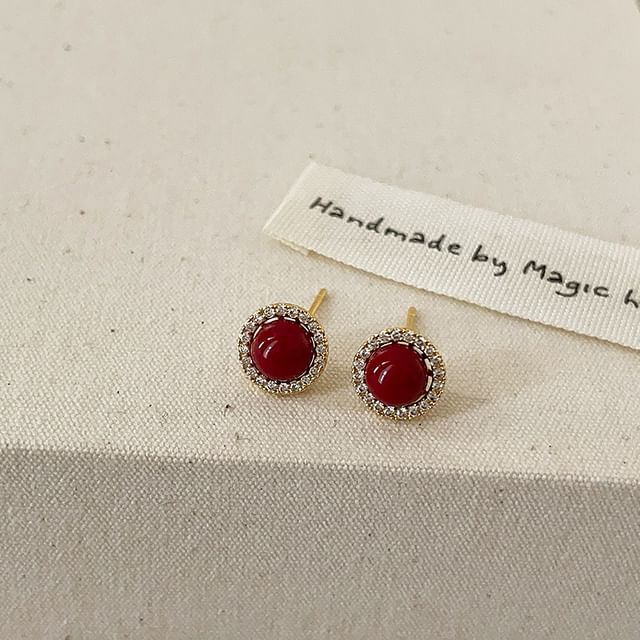 Panda Dama-Rhinestone Stud Earring