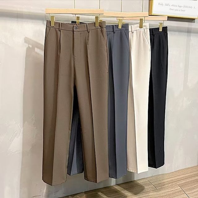 Naideth-High Waist Plain Tapered Dress Pants