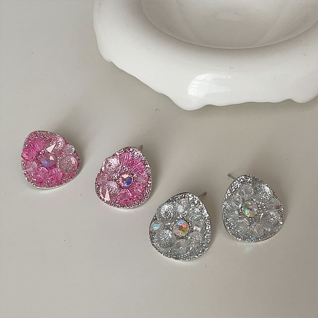 Panda Dama-Faux Crystal Disc Alloy Stud Earring