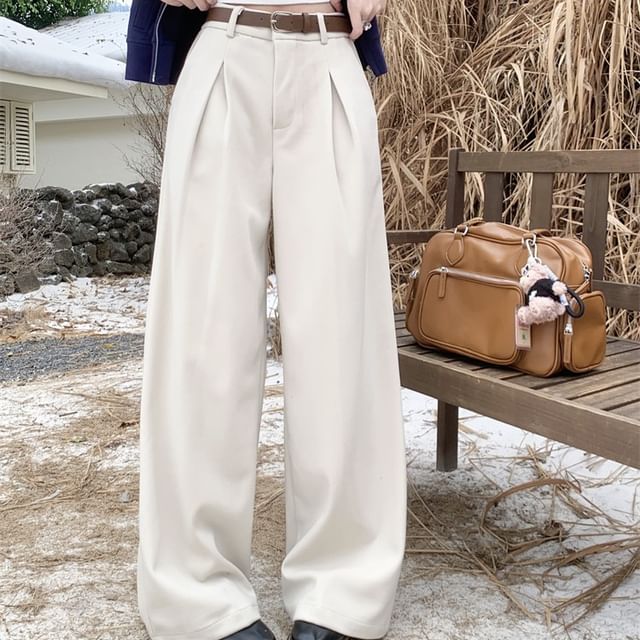 Beem-High Rise Plain Baggy Pants