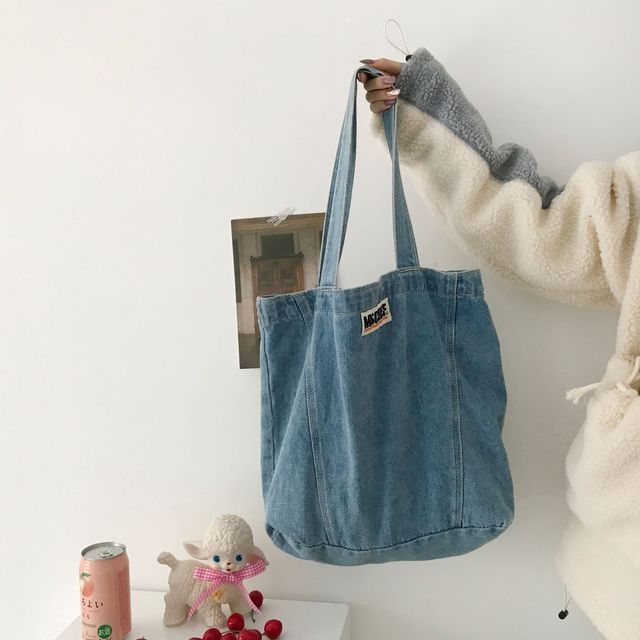 TangTangBags - Washed Denim Tote Bag | YesStyle