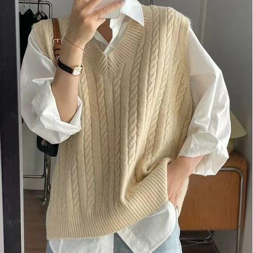 Korean fashion women's clothing sleeveless sweater knitted vest top - Áo  len | ThờiTrangNữ.vn