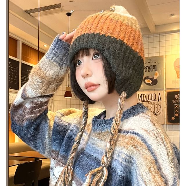 4-4 STUDIO-Color Block Beanie