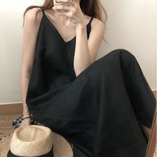 linen spaghetti strap dress