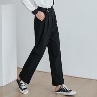 high waisted straight leg dress pants