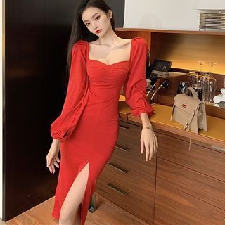 white christmas dresses Women's Rhinestone Big Gown Jalabiya Dress – Abayaya main image 1