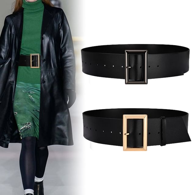 Rofuka-Faux Leather Wide Belt
