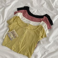 Miruku - Short-Sleeve Button-Up T-Shirt