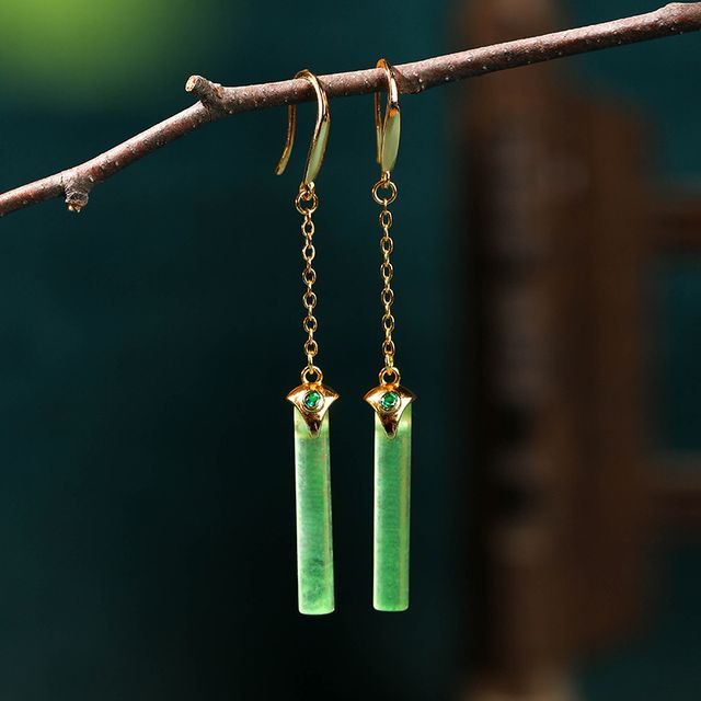 Vaje-Rhinestone Rod Drop Earring