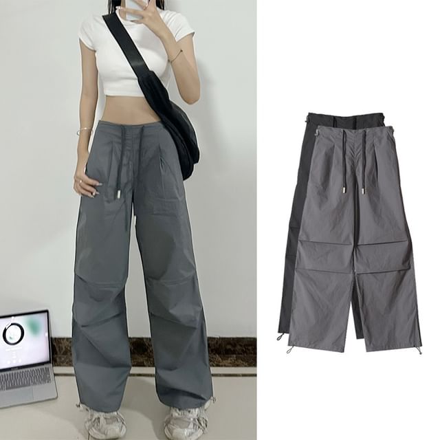 Woohan-High Rise Plain Straight Leg Pants