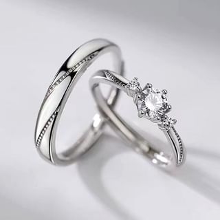 Toinianimos-Rhinestone S925 Sterling Silver Open Ring Various Designs Set