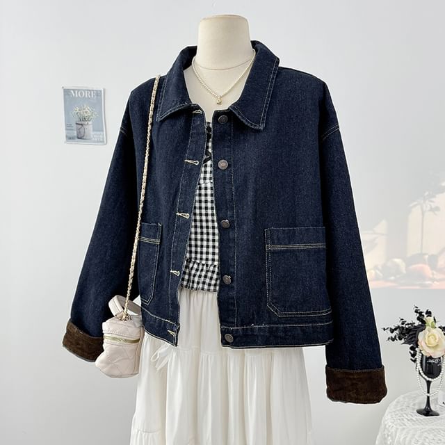 Lemongrass-Stitched Overfit Denim Jacket
