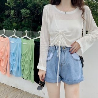 Attune-Drawstring Long-Sleeve Top